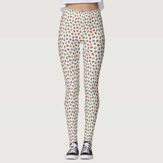 Cute Colourful Ladybugs Pattern  Leggings (Front)