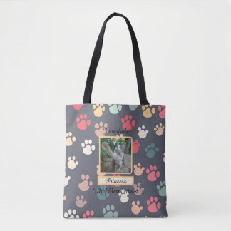 Cute Colourful Large Paw Prints My Best Friend Tote Bag