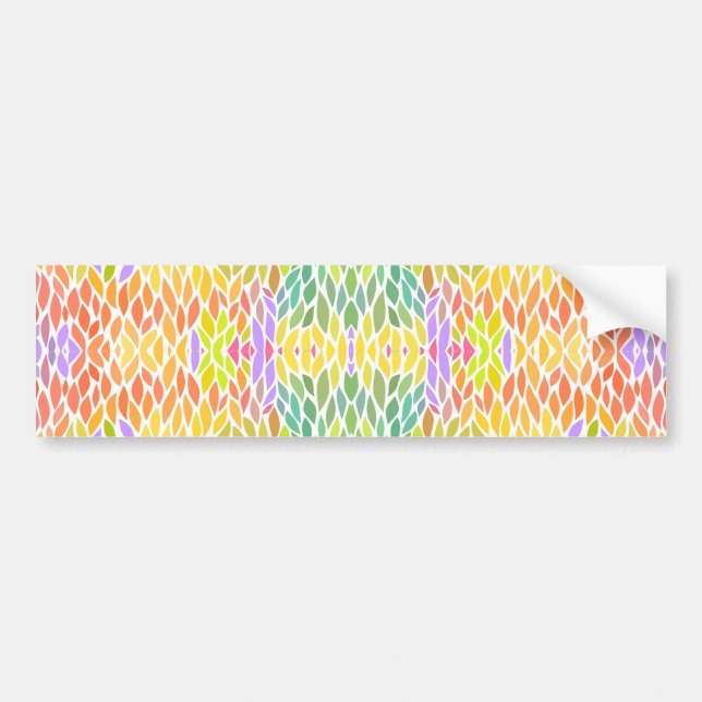 Cute colourful leaves pattern bumper sticker (Front)