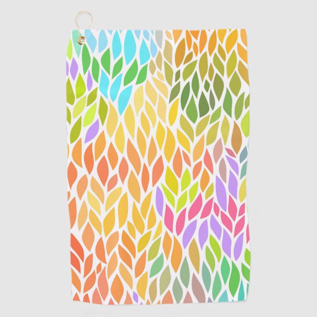 Cute colourful leaves pattern golf towel (Front)