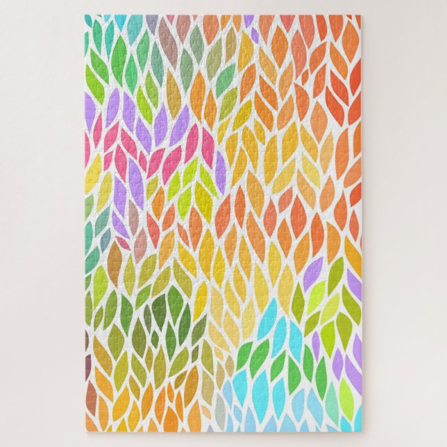 Cute colourful leaves pattern jigsaw puzzle (Vertical)