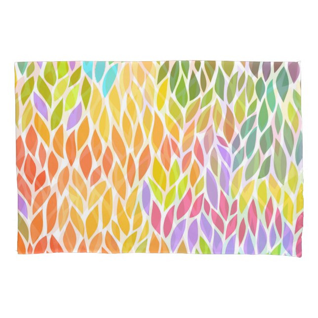 Cute colourful leaves pattern pillowcase (Front-Left)