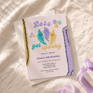 Cute Colourful Lets Get Spooky Halloween Birthday Invitation