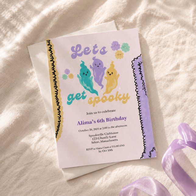Cute Colourful Lets Get Spooky Halloween Birthday  Invitation (Creator Uploaded)