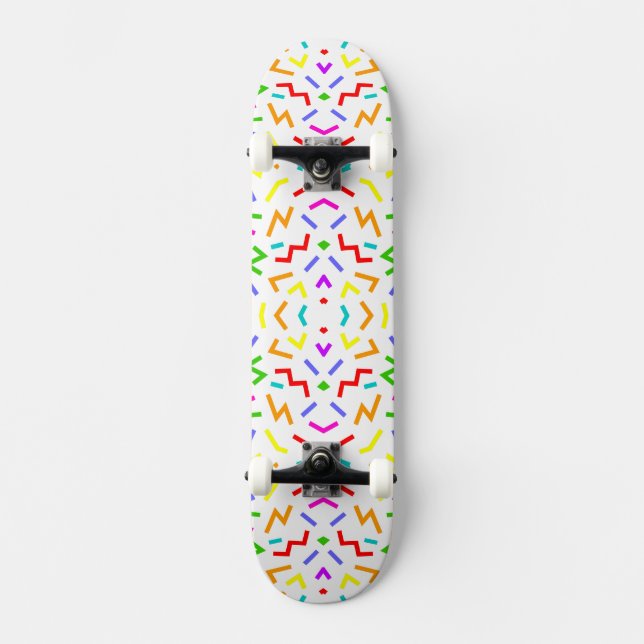 Cute colourful lines patterns skateboard (Front)