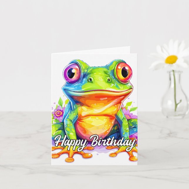 Cute Colourful Little Froggie Card (Small Plant)