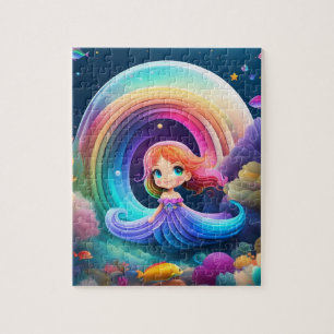 Cute Colourful Little Princess With Rainbow Jigsaw Puzzle