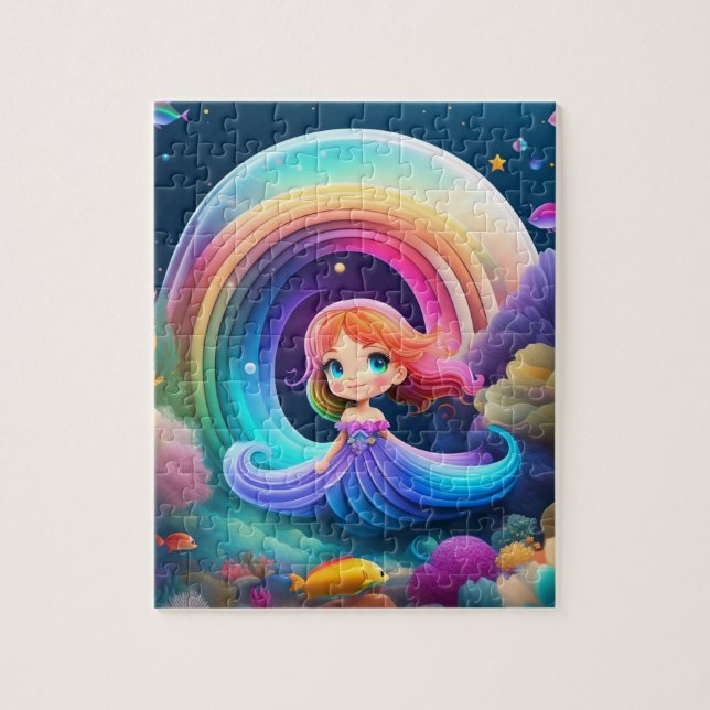 Cute Colourful Little Princess With Rainbow Jigsaw Puzzle (Vertical)