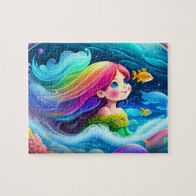Cute Colourful Little Princess With Rainbow Jigsaw Puzzle (Horizontal)