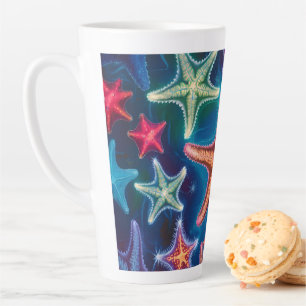 Cute colourful little starfish in sea  latte mug