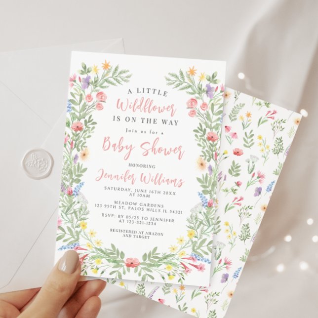 Cute colourful little wildflower baby girl shower invitation (Creator Uploaded)