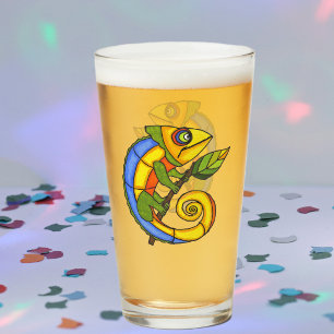 Cute Colourful Lizard on Branch Big eyes Glass