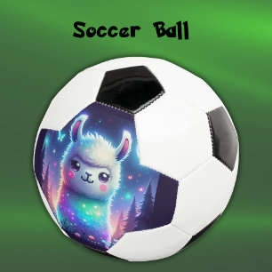 Cute Colourful Llama Holographic Soccer Ball