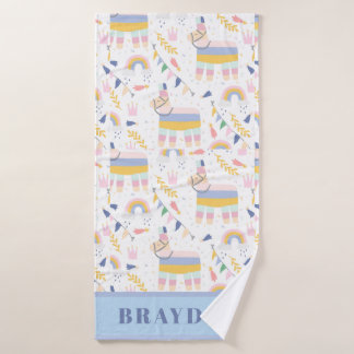 Cute Colourful Llama Rainbow Kids Towel