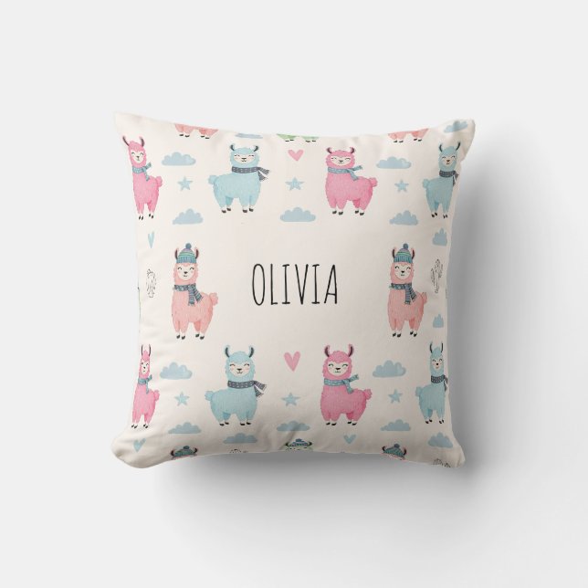 Cute Colourful Llamas Alpacas Cushion (Front)