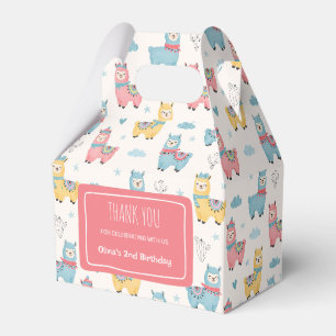 Cute Colourful Llamas with Scarves Favour Box