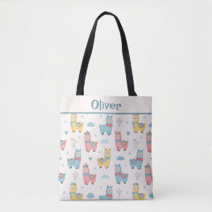Cute Colourful Llamas with Scarves Tote Bag
