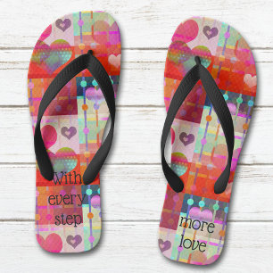 Cute Colourful Love Hearts Flip Flops