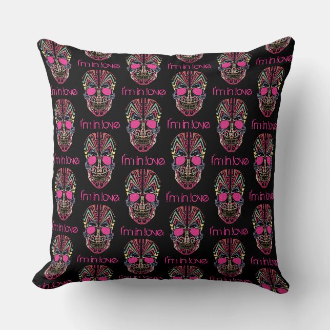 Cute colourful lover skull cushion (Front)