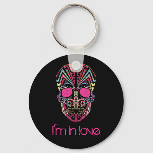 Cute colourful lover skull key ring