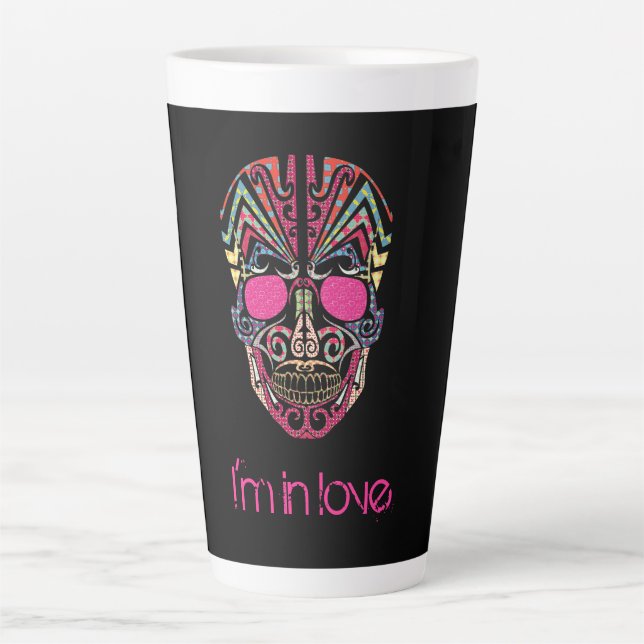 Cute colourful lover skull latte mug (Front)