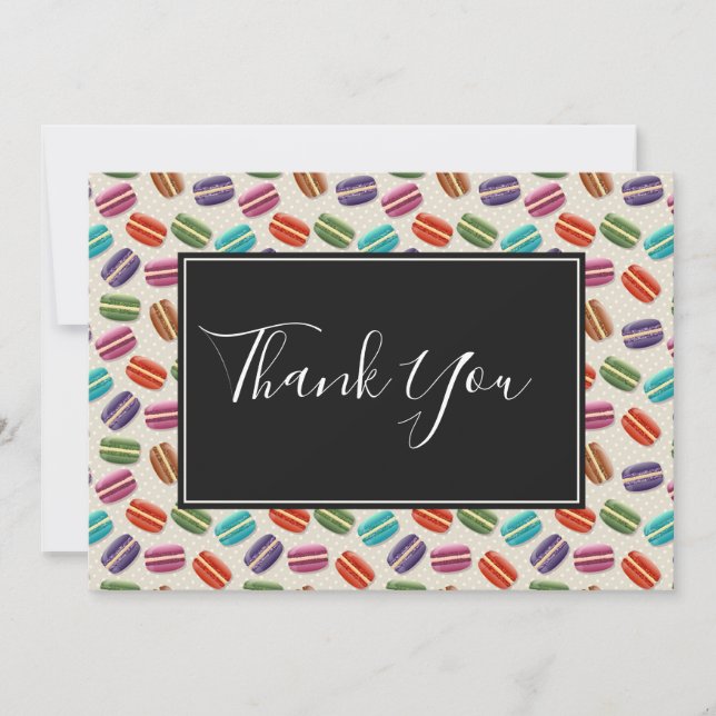 Cute Colourful Macarons Pattern Thank You Card (Front)