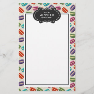 Cute Colourful Macarons Pattern with Fancy Frame Stationery