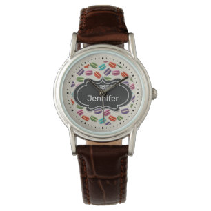 Cute Colourful Macarons Pattern with Fancy Frame Watch