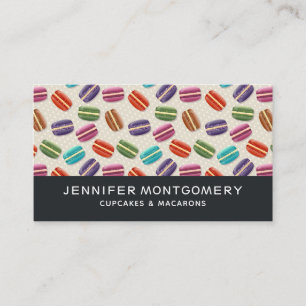 Cute Colourful Macarons Pattern with Polka Dots Business Card