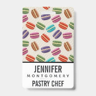 Cute Colourful Macarons Pattern with Polka Dots ID Badge