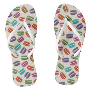 Cute Colourful Macarons Pattern with Polka Dots Jandals