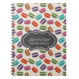 Cute Colourful Macarons Pattern with Polka Dots Notebook