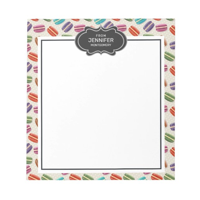 Cute Colourful Macarons Pattern with Polka Dots Notepad (Front)
