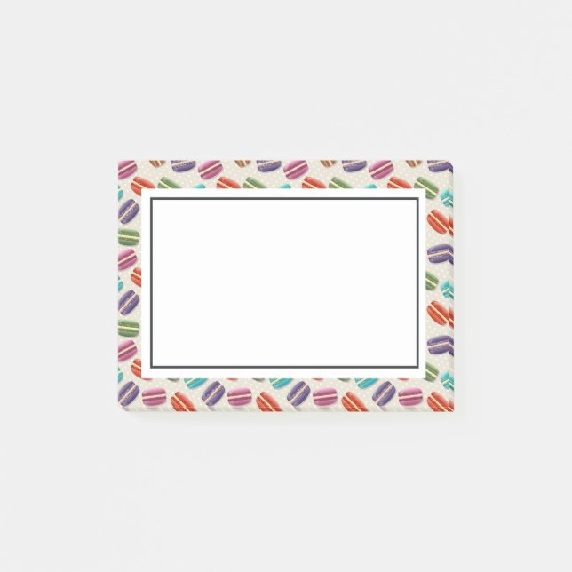 Cute Colourful Macarons Pattern with Polka Dots Post-it Notes (Front)