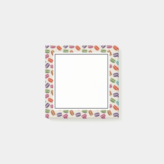 Cute Colourful Macarons Pattern with Polka Dots Post-it Notes (Front)