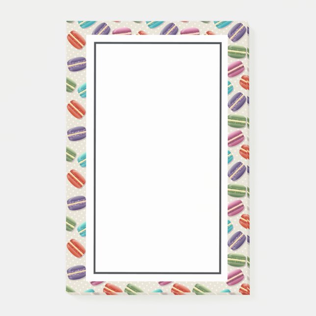 Cute Colourful Macarons Pattern with Polka Dots Post-it Notes (Front)