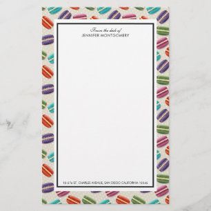 Cute Colourful Macarons Pattern with Polka Dots Stationery