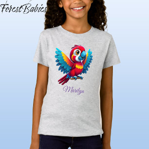 Cute Colourful Macaw Parrot Bird Cartoon Graphic T-Shirt