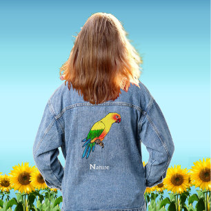 Cute Colourful Macaw Parrot Bird Denim Jacket