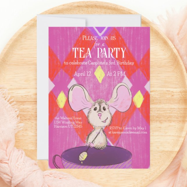 Cute Colourful Mad Tea Party Birthday Invitation (Creator Uploaded)