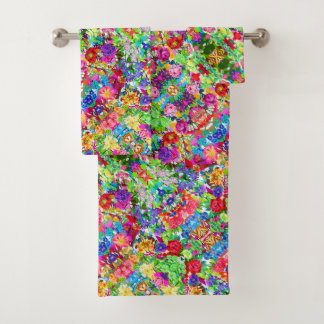 Cute colourful magic flowers All-Over-Print T-Shir Bath Towel Set