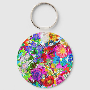 Cute colourful magic flowers All-Over-Print T-Shir Key Ring