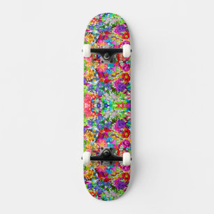 Cute colourful magic flowers skateboard