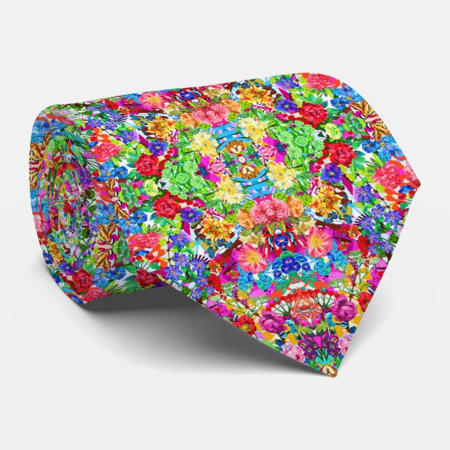 Cute colourful magic flowers tie (Rolled)
