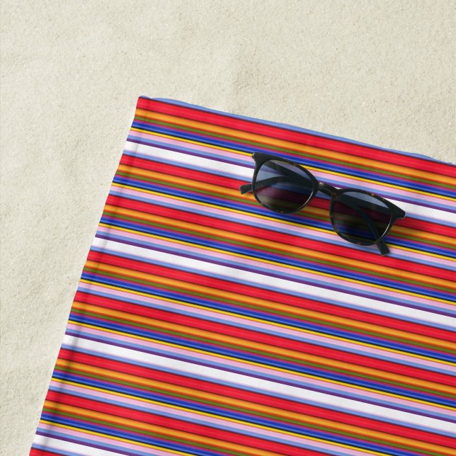 Cute colourful magic stripes beach towel (In Situ)