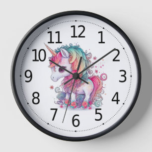 Cute Colourful Magical Creature Unicorn Artwork Clock