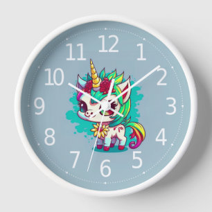Cute Colourful Magical Creature Unicorn Artwork   Clock