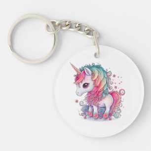 Cute Colourful Magical Creature Unicorn Artwork Key Ring