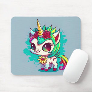 Cute Colourful Magical Creature Unicorn Artwork   Mouse Pad