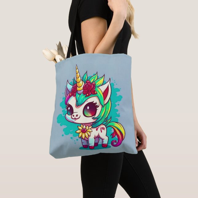 Cute Colourful Magical Creature Unicorn Artwork | Tote Bag (Close Up)